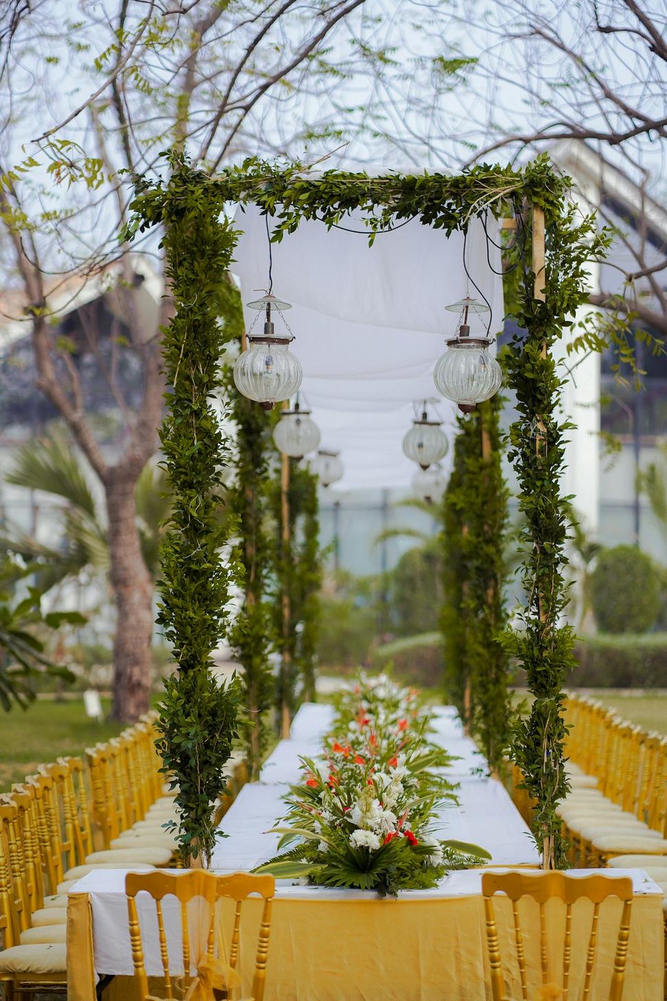 Wedding ceremony floral arch